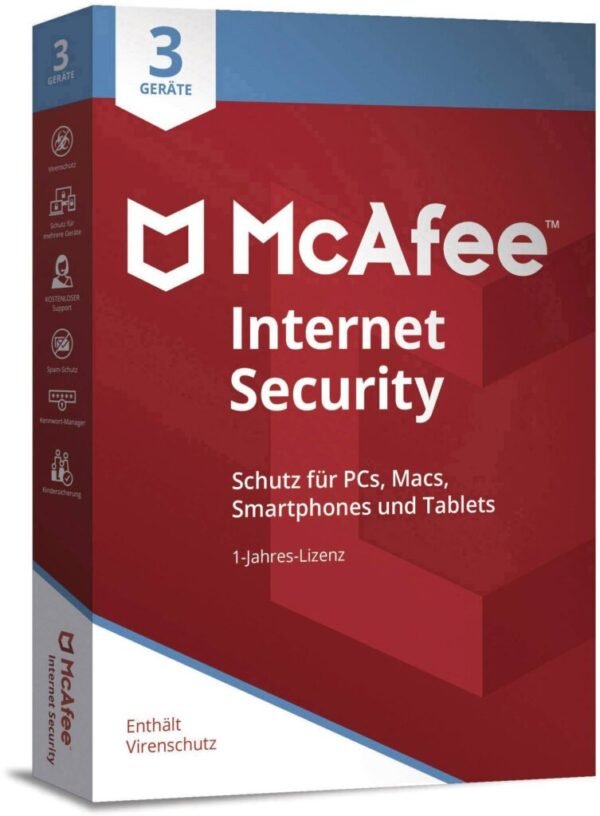McAfee Internet Security 2023 | 3 Device | Antivirus Software | Password Manager | 1 Year Subscription